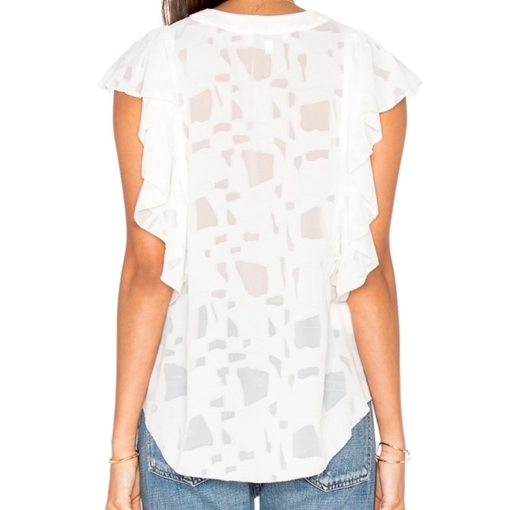 IRO Ecru lace up burnout top NWOT size 38 US 6 - Picture 5 of 10